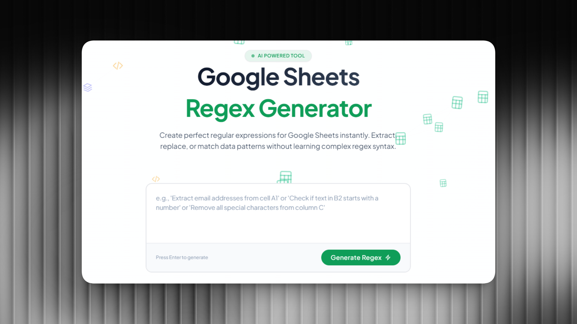 Free Google Sheets Regex Generator: Create REGEX Formulas Instantly