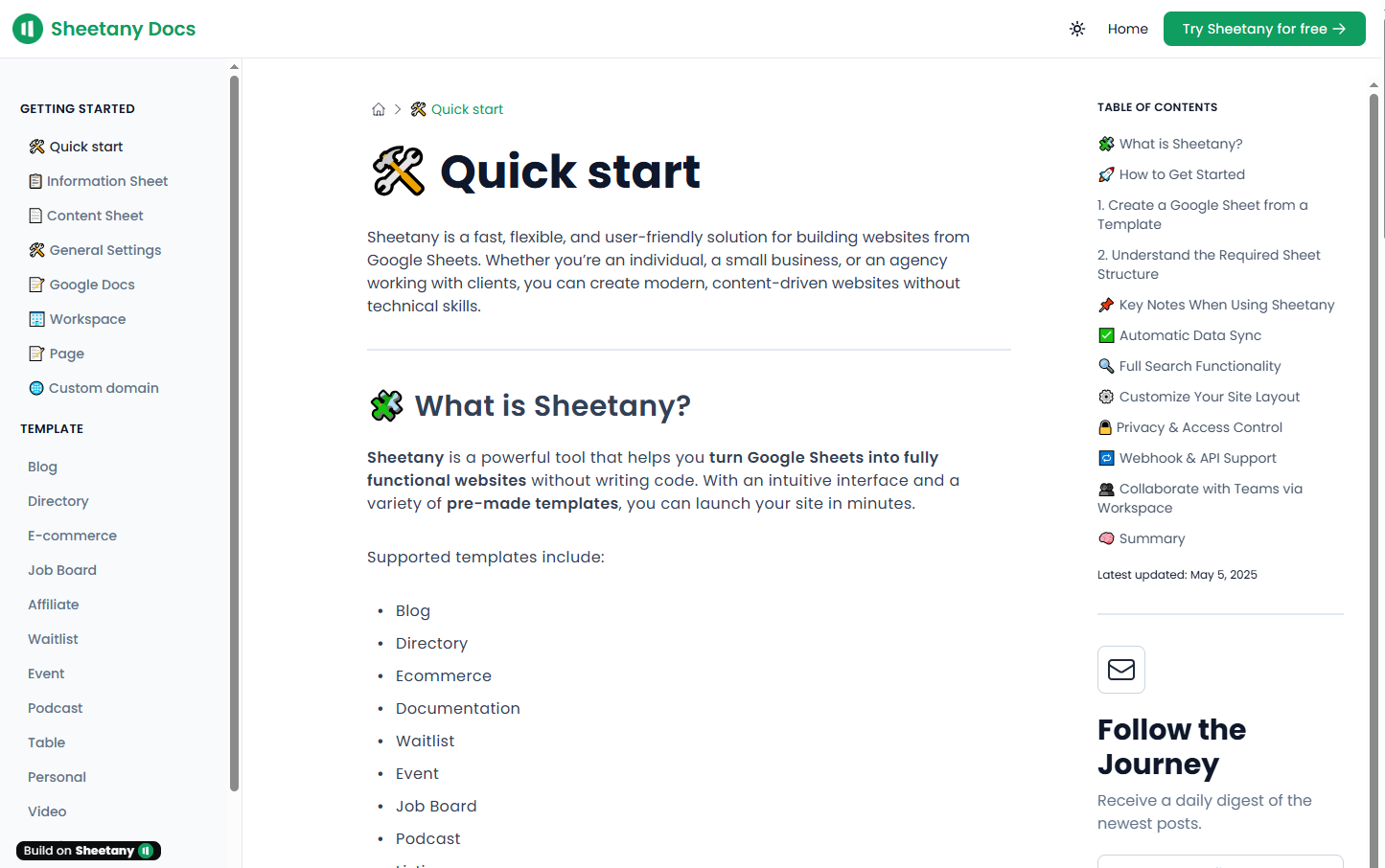 Docs Sheetany