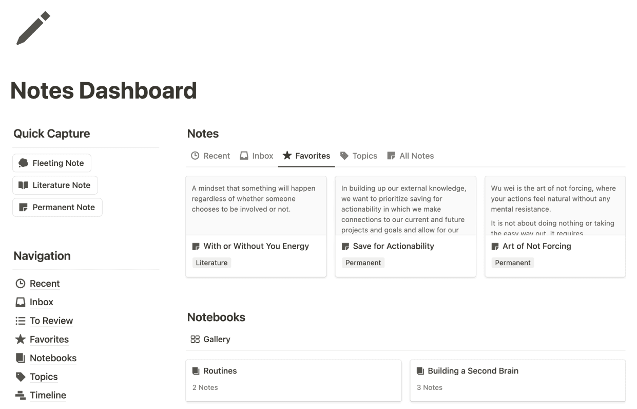 Notes Dashboard