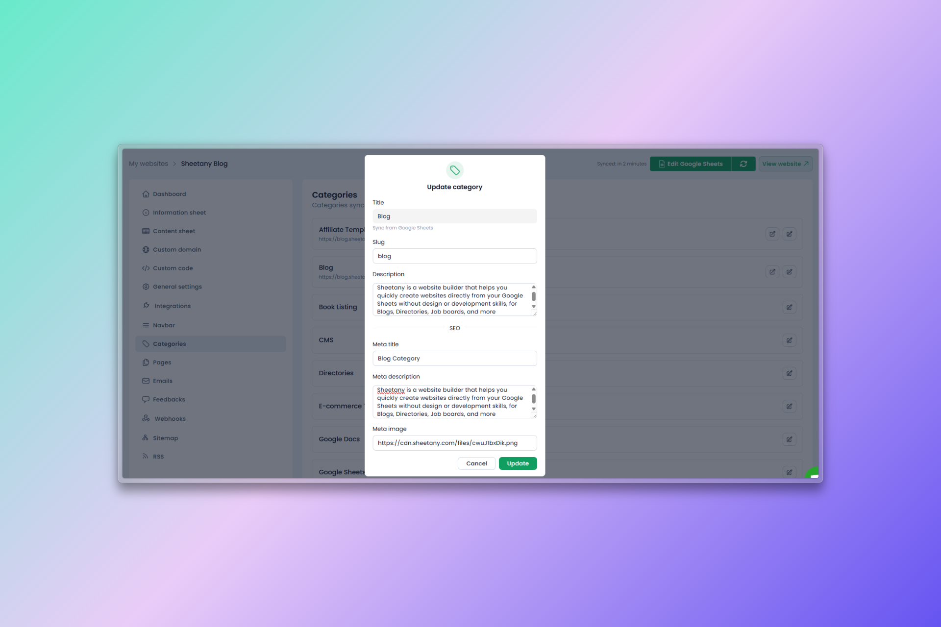Launching Custom Category Feature on Sheetany Blog – Stronger SEO Optimization
