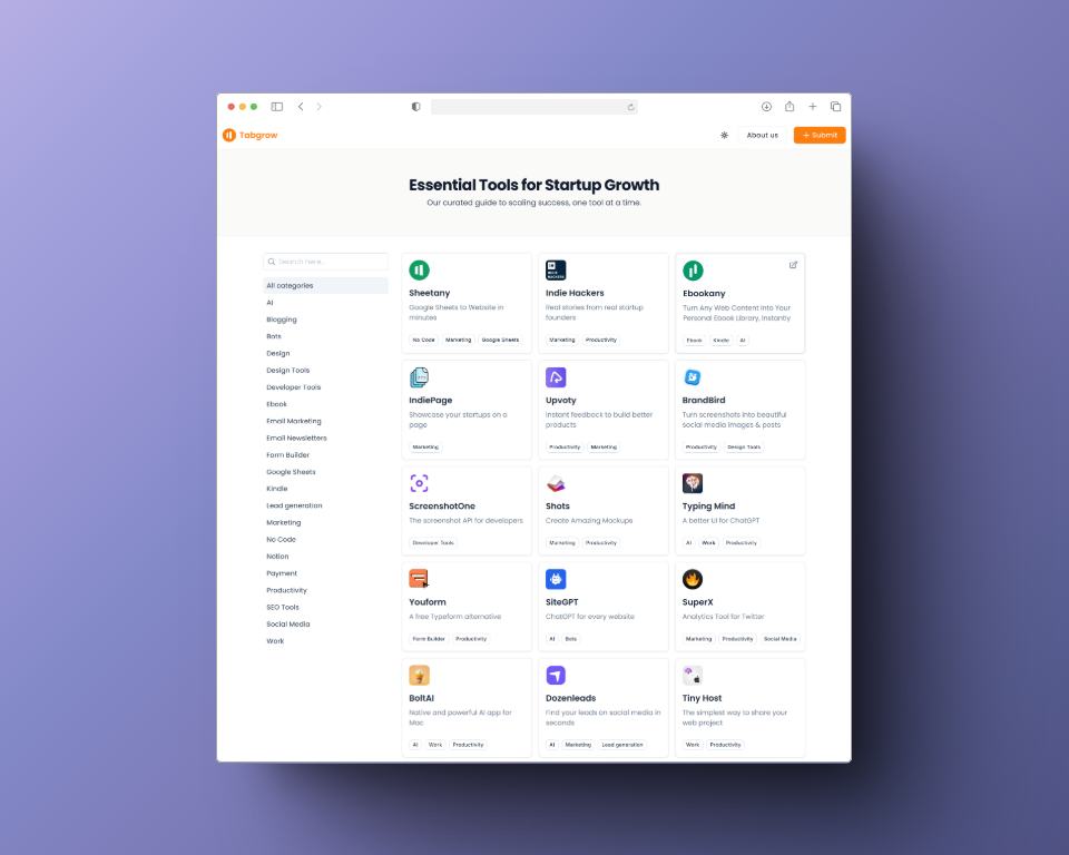 Easily Build a Directory of Tools, SaaS, and Listings with Sheetany's Clean Directory Template